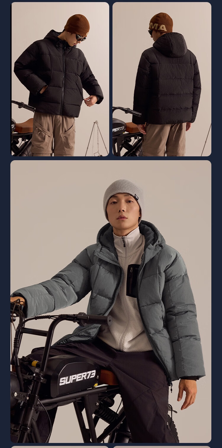 JD Original Outdoor Hooded Down Jacket, Triple Protection, Puffer Short Style, Men's Coat, Rock Gray Color, XL Size 14