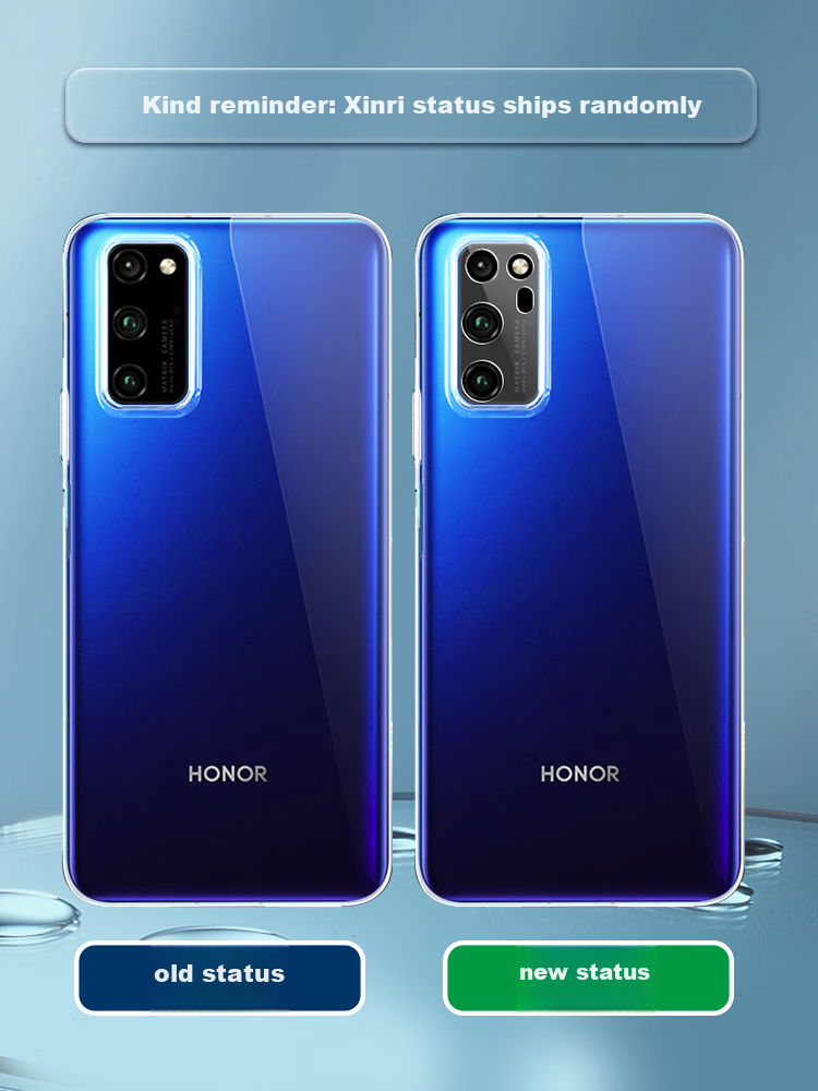 Freeson Phone Case for Honor V30 Pro, Slim Full Protection Shockproof Clear TPU Soft Shell (With Lanyard), Transparent 2