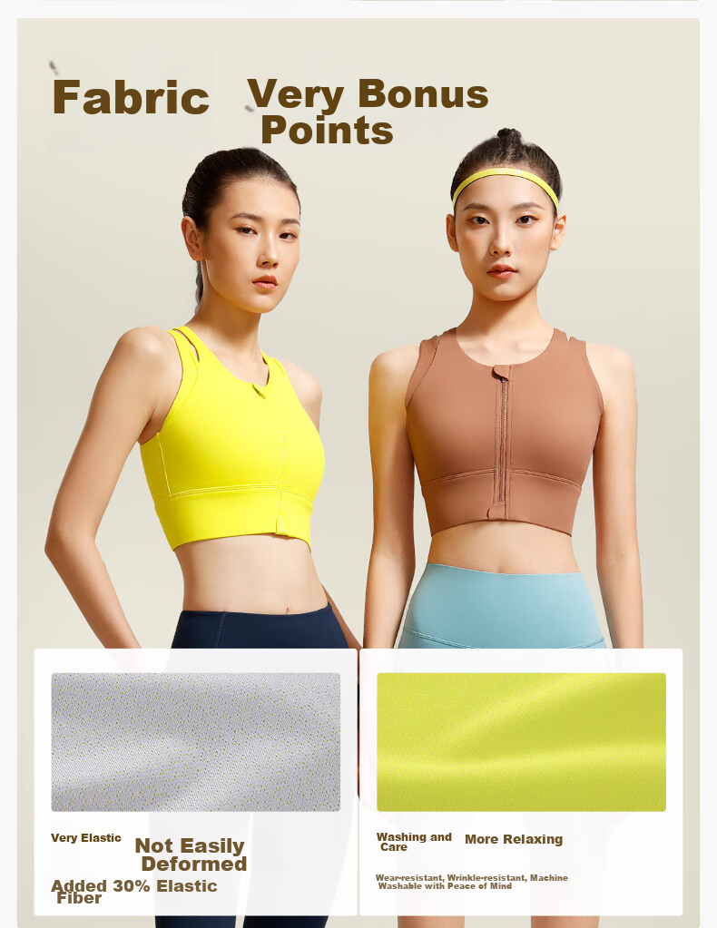 VFU Women's Sports Bra Front Zipper High-Impact Shockproof Running Fitness Yoga Tank Top Gray Green M 10