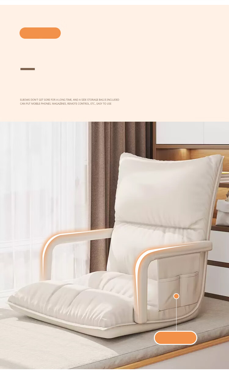 Huakaizhixing Lazy Sofa Bed Backrest Chair, Internet-Famous Bay Window Chair, Sofa Chair, Tatami LZ077, Off-White Tech Fabric 7