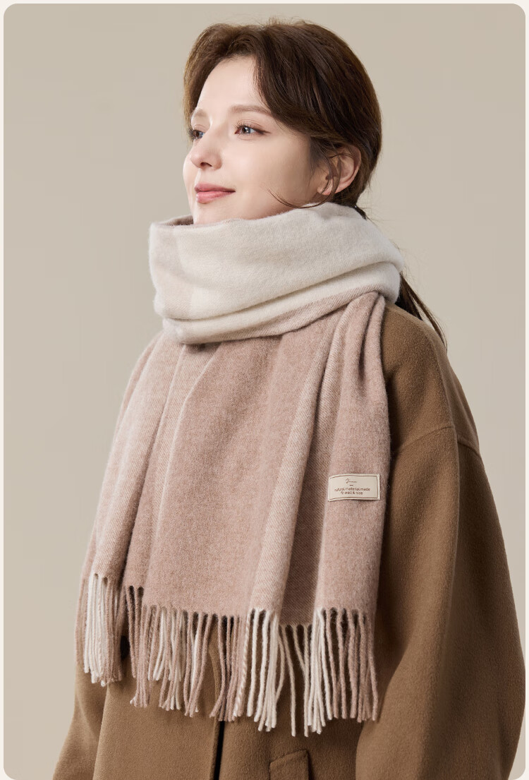 JIUMU Pure Wool Scarf for Women, Autumn And Winter Neck Warmer, Outer Wrap, Warm Shawl, Gift for Women, Mid-Autumn Festival Birthday Present, Gift Box Set 14