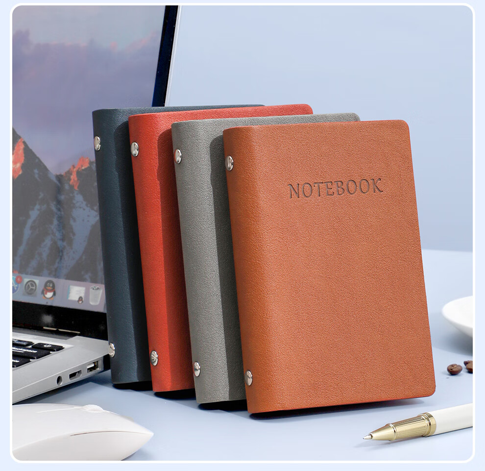 Jiaranheng A7 Loose-Leaf Notebook, Pocket-Sized Business High-Quality Portable Mini Notebook, Detachable Replaceable Inner Pages, Journal Notebook, Small Notepad, Customizable, Reddish-Brown Color 13