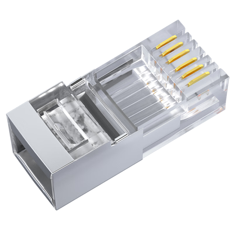 LIJIA 6P6C Shielded Long Crystal Head High-Quality 6P6C Voice Telephone Line Connector RJ12 Interface Crystal Head 6-Core Pure Copper Gold-Plated 10-Pack LJ-6FTP10