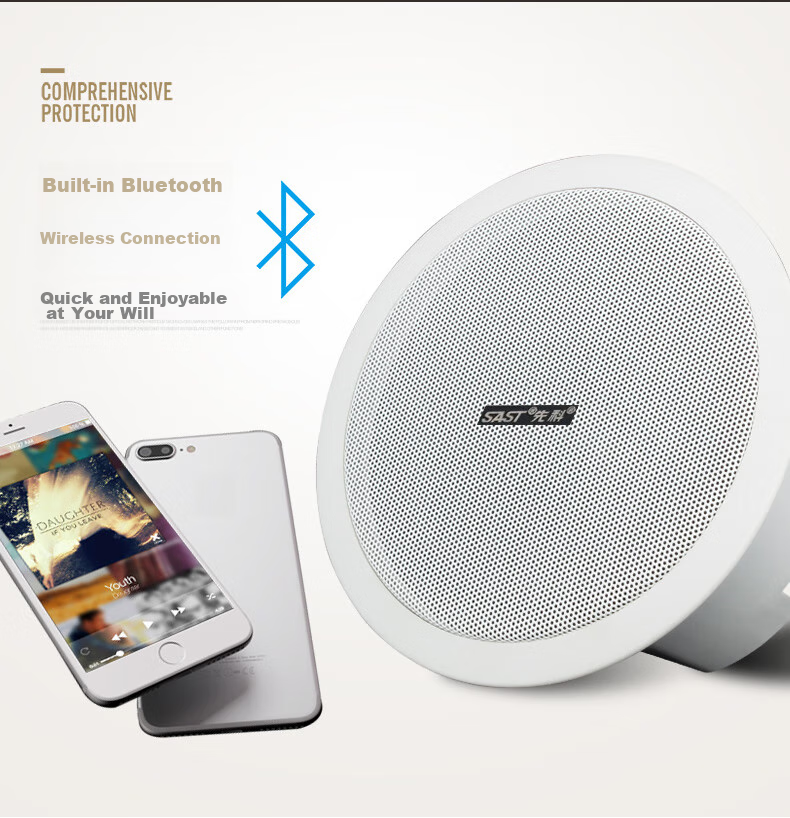 SAST 20W Wireless Bluetooth Ceiling Speaker Set with Built-In Amplifier for Indoor Background Music, Home Living Room, Store Audio System, Conference Broadcast System, Main Speaker 3