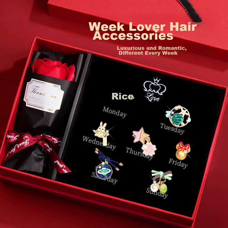 Gunai Weekly Hair Ties, Hair Accessories, Hair Bands, Hair Elastics, Headbands, Hair Rings Set, Birthday Gift for Girls, Present for Girlfriend