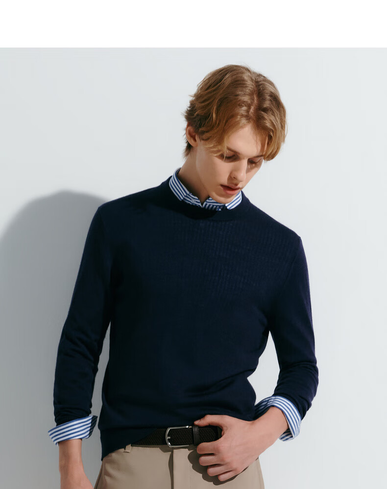 G2000 [Sheep Wool Blend] Mall-Matching Soft Comfortable Casual Versatile Sweater, Deep Indigo Blue, 2L 2