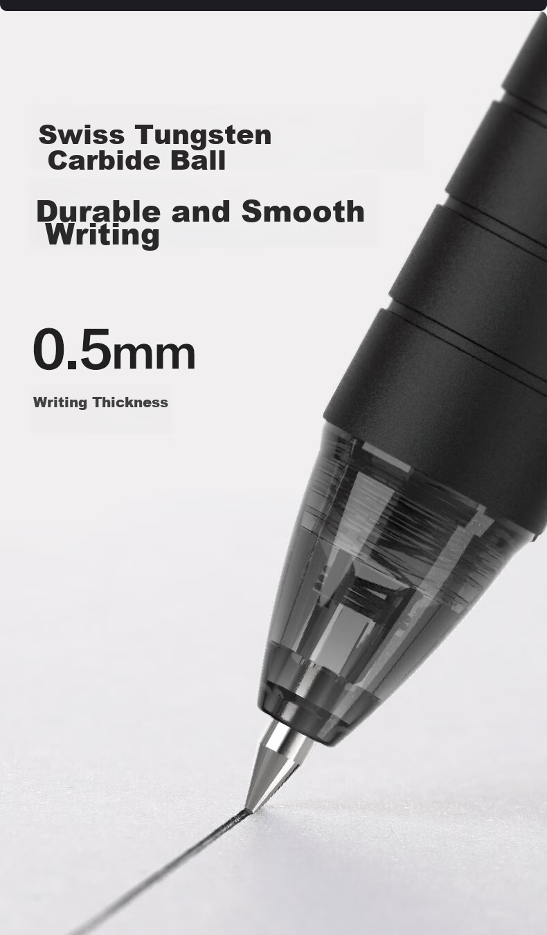 Deli Retractable Gel Pen, 0.5mm Bullet Tip, Office Supplies, Black, 12 Pens/box, S06 for College Entrance Exam 6