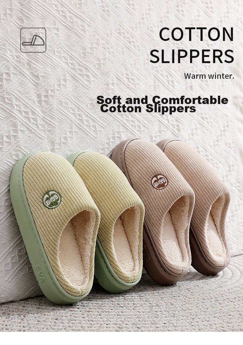 GUOLUOFEI Spring And Autumn Thick-Soled Slippers for Men And Women, Indoor Home Cotton Slippers, Gray, Size 42-43 1