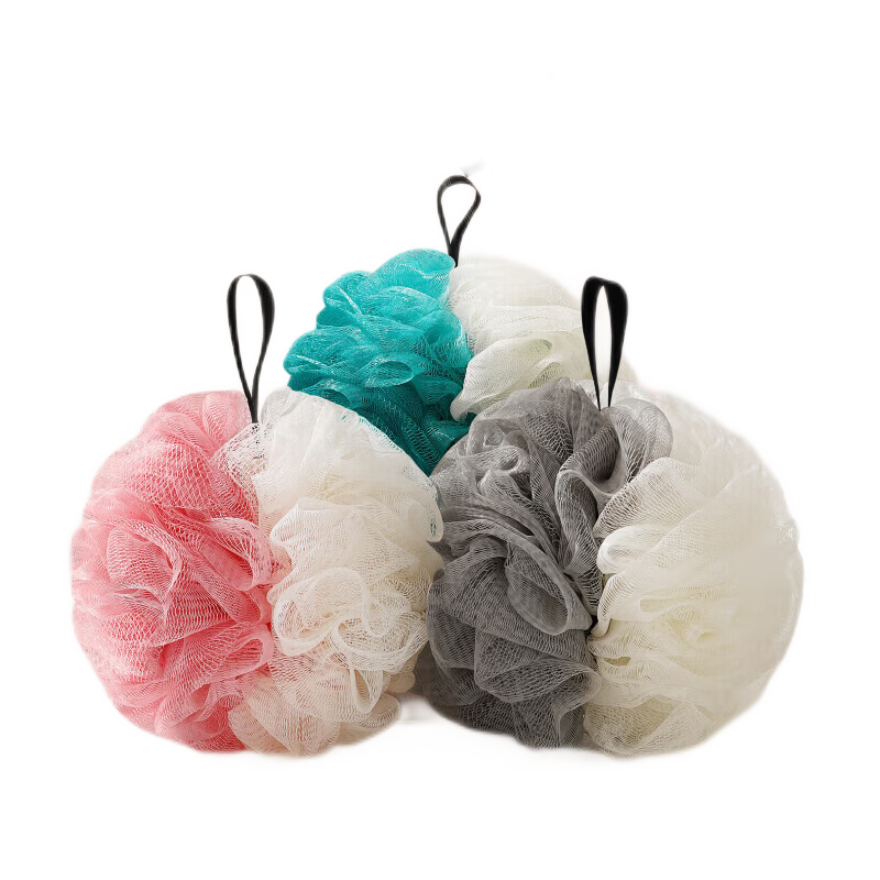 Jiebishi Bath Sponge Extra Large [Set of 3] Exfoliating Washcloth for Men And Women, Bathing Essential, Scrubbing Sponge, Bath Flower