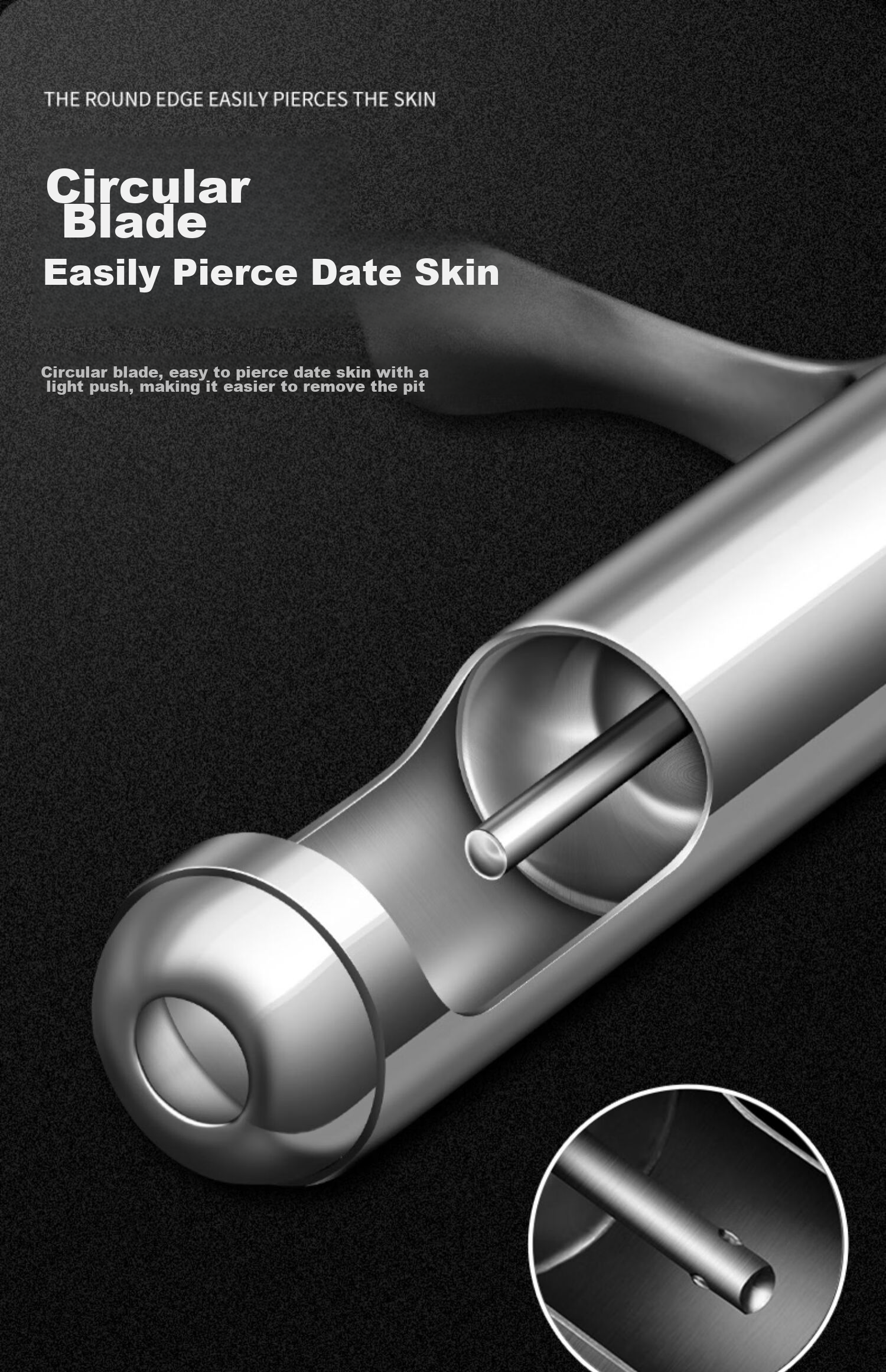 MENGTING 304 Stainless Steel Red Date Pit Remover, Pitted Fruit Tool, Date Core Extractor, Shell Remover 7