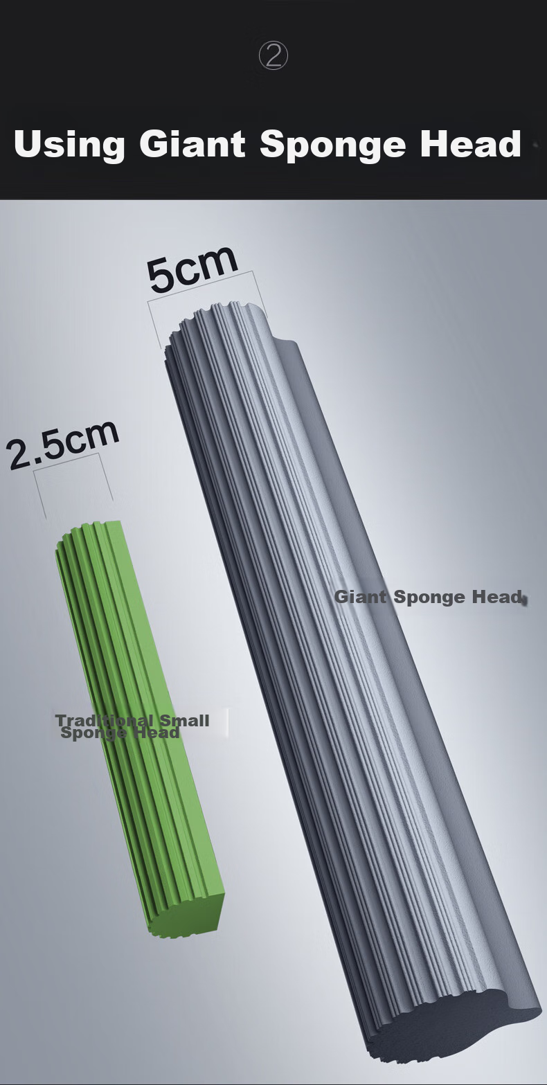 Dawei Sponge Mop, 38cm Sponge Head, 132cm Long Handle, 2 Heads, M12 Giant Roller-Type Large Size Sponge Mop 3