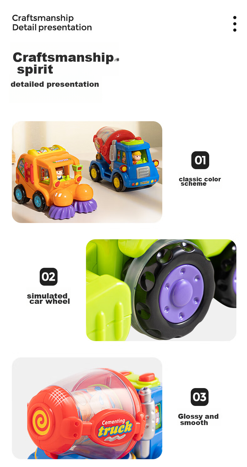 HUILE TOYS Children's Construction Vehicle Toy Car for Boys And Girls, Baby Toys Car for 1-3 Years Old, First Birthday Gift 9