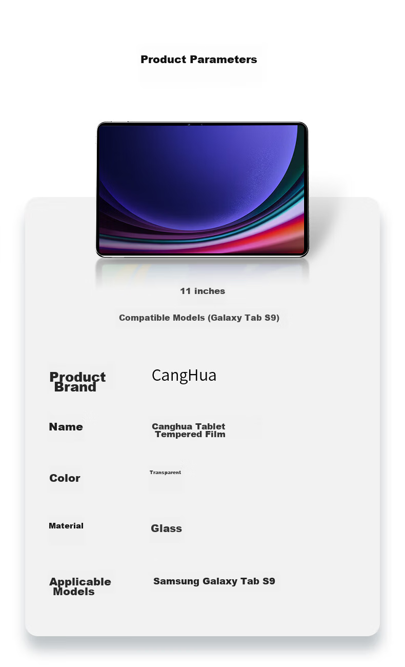 CangHua Tempered Glass Screen Protector for Samsung Tablets Tab S7/S8/S9/A9+/S10Lite/S11, 11-Inch Full Screen HD Anti-Drop Protective Film for Samsung Tablet Computer 14