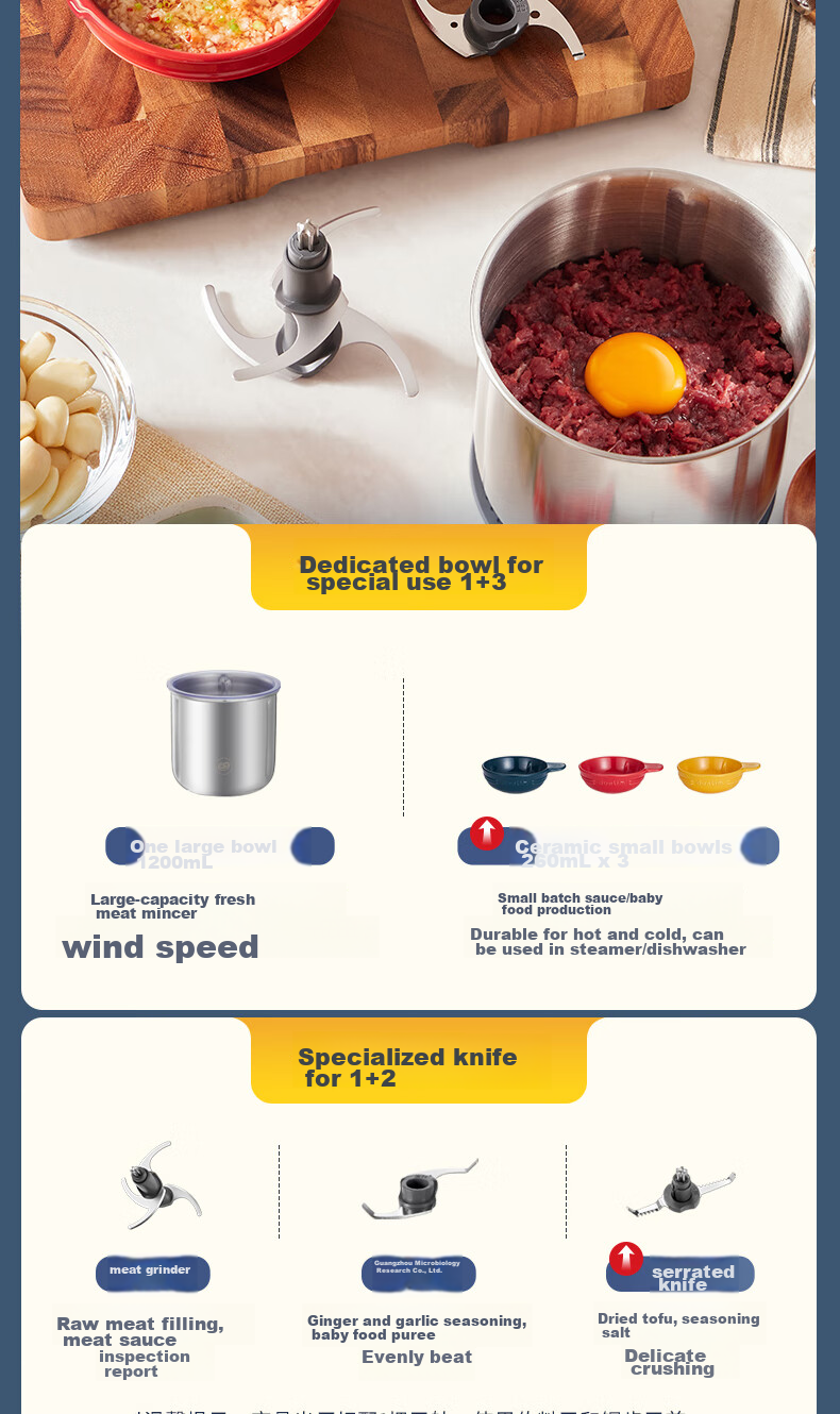 Donlim Meat Grinder Home Set Seasoning Machine Electric Baby Food Processor Multi-Functional All-In Mincer And Chopper DL-5028 Stainless Steel 4