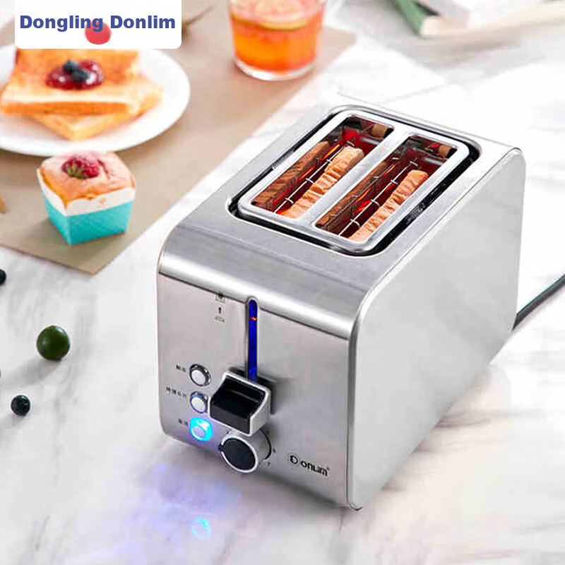 Donlim Bread Toaster, Breakfast Maker, Sandwich Maker, Toaster Oven, Stainless Steel Body, Home Small Fully Automatic Wide Slot Toast Machine, Light Meal Maker DL-8117