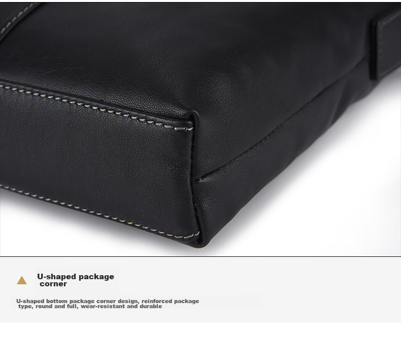 Hush Puppies Briefcase for Men, Top-Grain Leather, Shoulder Crossbody Handbag, Men's Business Laptop Bag, Father's Day Gift for Boyfriend, Black 26