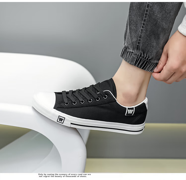 Warrior Canvas Shoes for Men And Women, Versatile Lace-Up Classic Canvas Shoes, Wear-Resistant Low-Top Sneakers WXY709T Black 35 11