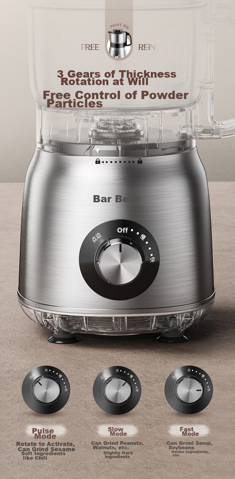 Bear Grinder, Home Powder Grinding Machine, Powder Maker, Chinese Herbal Medicine Crusher, Food Processor, Stainless Steel Powder Grinding Machine FSJ-A03E1 14