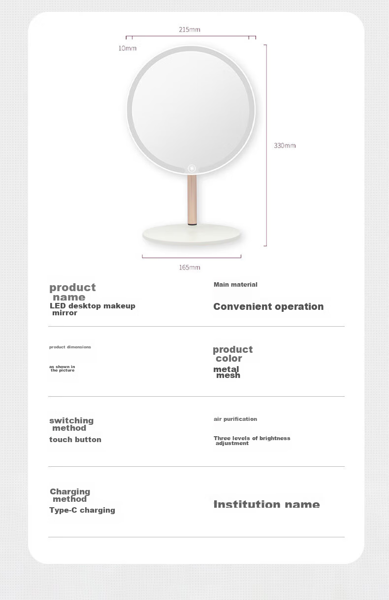 Meebordi Mirror Makeup Mirror with Light, LED High-Definition Beauty Metal Round Mirror Dressing Mirror, Three-Color Fill Light, Desktop Dormitory Extremely Beautiful Beauty Instrument, Cute Graduation Gift for Teachers 10