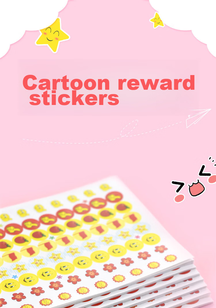 Yuhe Reward Stickers, Praise Stickers for Primary School And Kindergarten Students, Self-Adhesive Small Stickers, Red Flower Thumb Smiley Face Journal Stickers, Children's Prizes, 50 Pieces, Mixed Assortment Pack 5207 1
