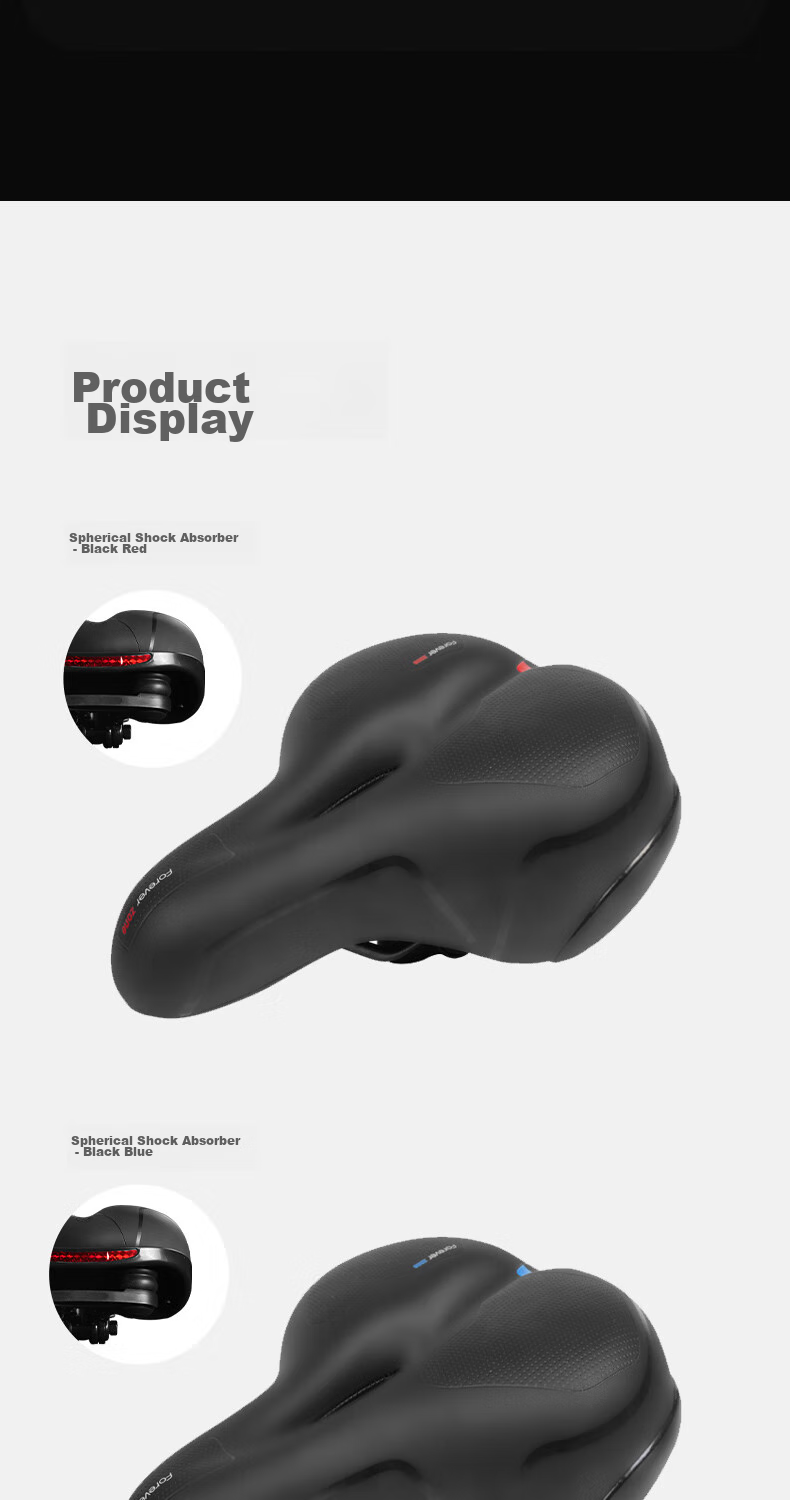 FOREVER Bicycle Mountain Bike Soft Seat Cushion Universal Comfortable Silicone Saddle, Black And Blue Silicone Seat Pad 9
