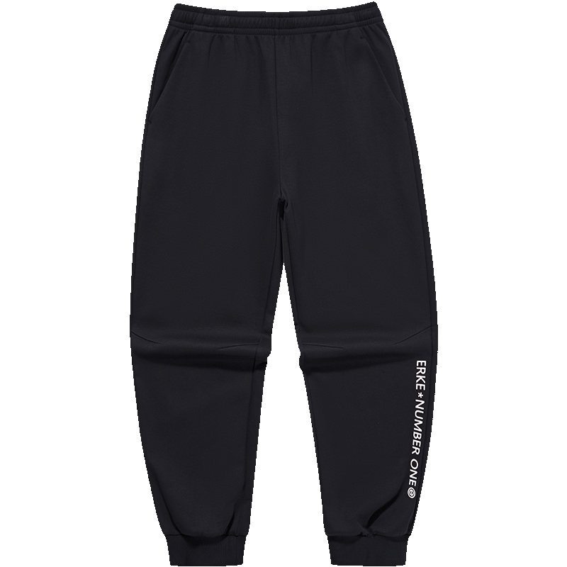 ERKE Men's Sweatpants, Thickened And Fleece-Lined for Winter, Knitted Long Pants with Elastic Cuffs, Warm Casual Trousers for Running And Everyday Wear