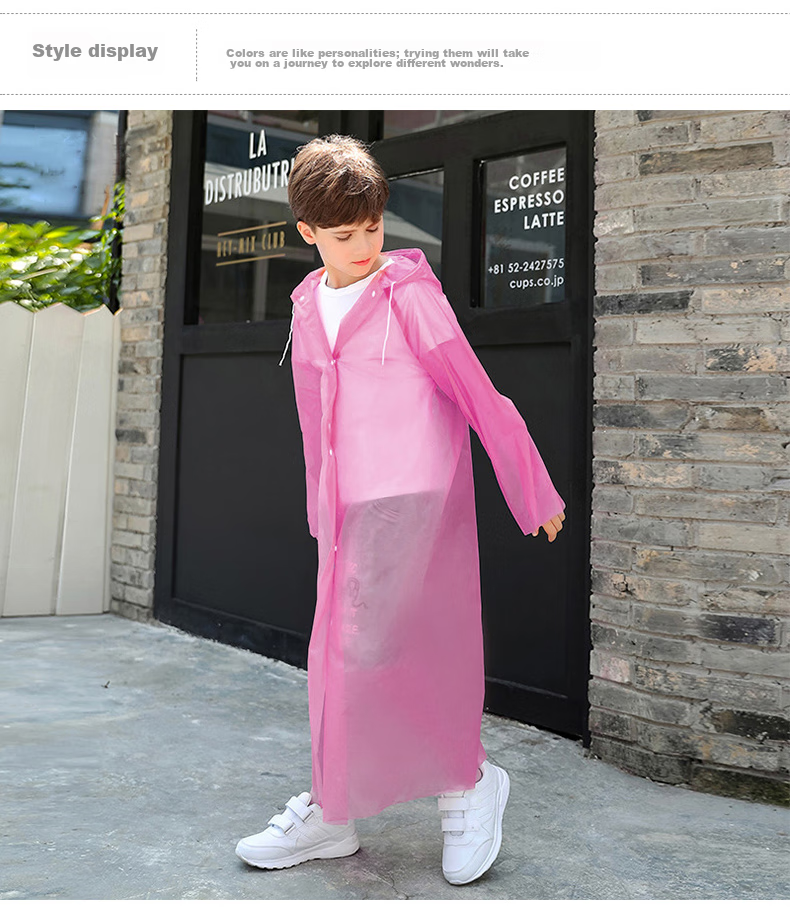 BWNK Children's Raincoat with Large Backpack Space, Disposable Portable Raincoat for Boys And Girls, Extended Full-Body Student Poncho, 4XL 3