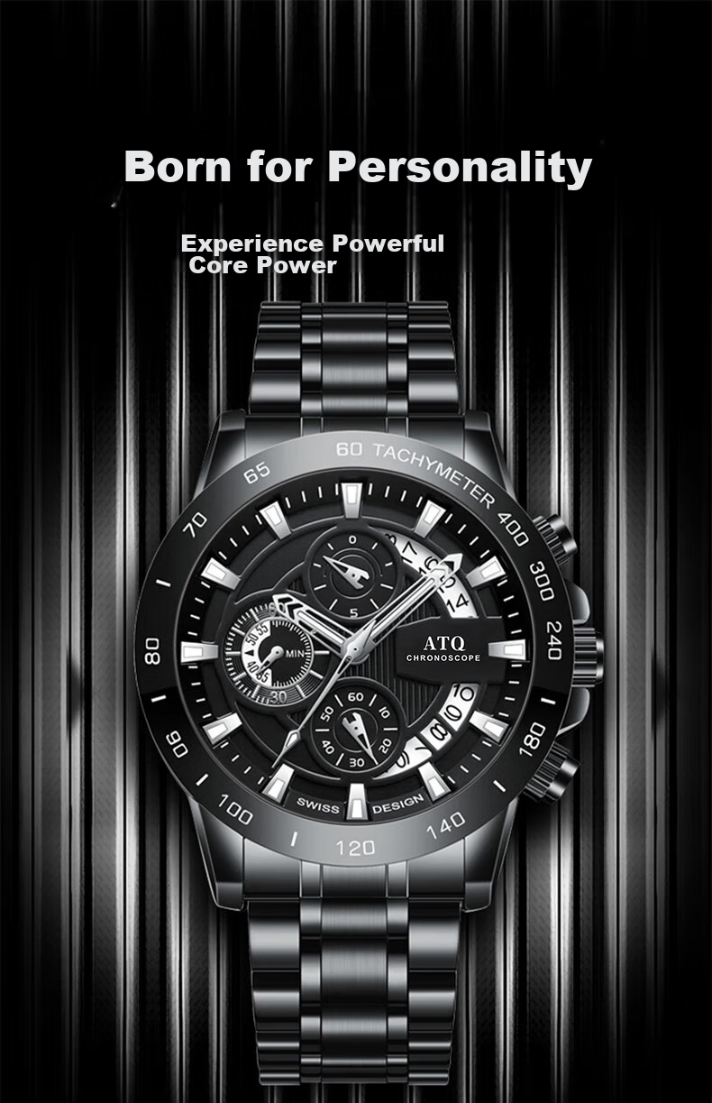ATQ Celebrity Endorsed Black Knight Men's Casual Business Quartz Watch, New Year Valentine's Day Gift for Boyfriend Or Husband 1