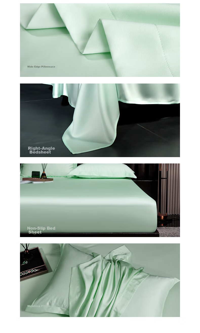 La Torretta Tencel Four-Piece Bedding Set, 60s Lyocell Ice Silk Summer Bedding Duvet Cover And Sheet Set, Stream Green, for 1.8/2.0 Meter Bed 11
