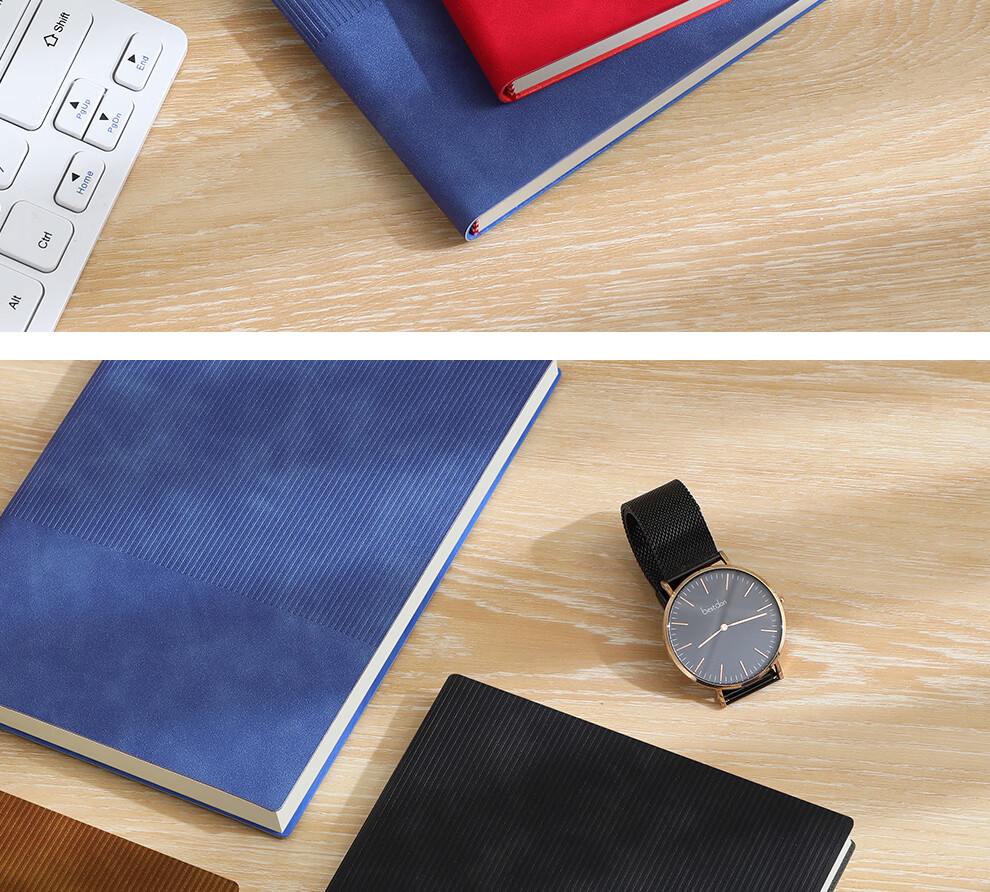 Zuolanzhe B5 Business Notebook, Stylish Customizable Soft Leather Cover Journal, Thick Stationery Notebook, Diary, Work Log, Meeting Record Book, Red 16