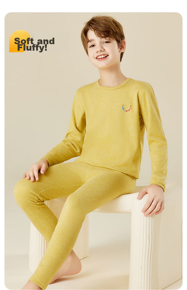 LangSha [Containing Wool And Silk] Children's Thermal Underwear, Boys And Girls Autumn And Winter Thermal Top And Bottom, Baby School Uniform Essential Set 9
