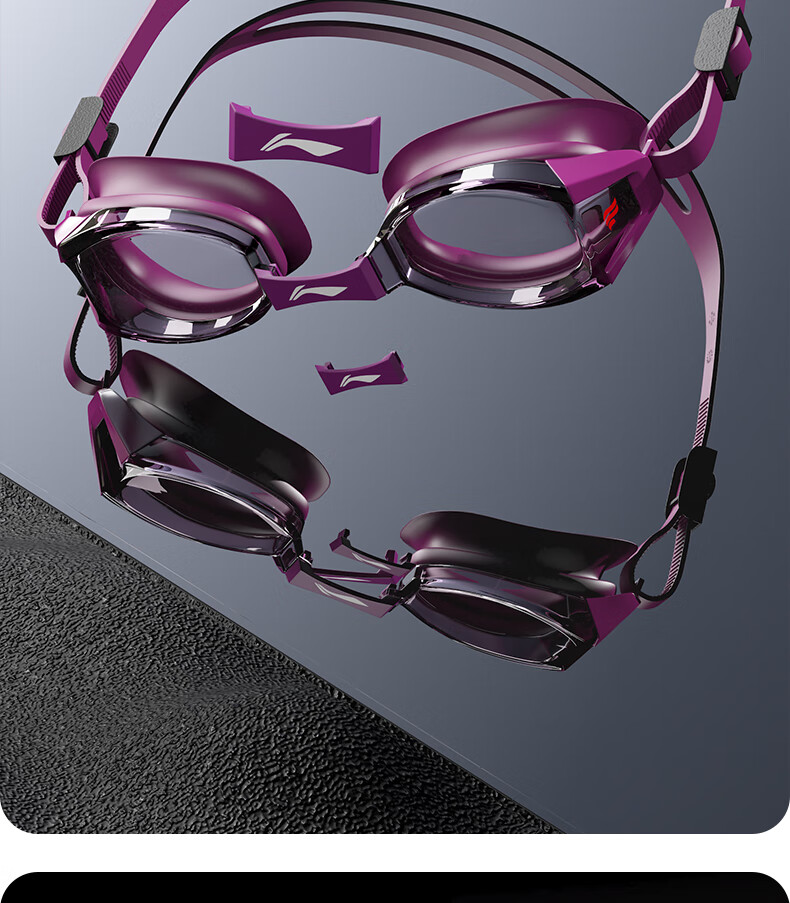 LI-NING Adult and Kids HD Anti-Fog Waterproof Professional Swimming Goggles Large Frame Diving Gear 9
