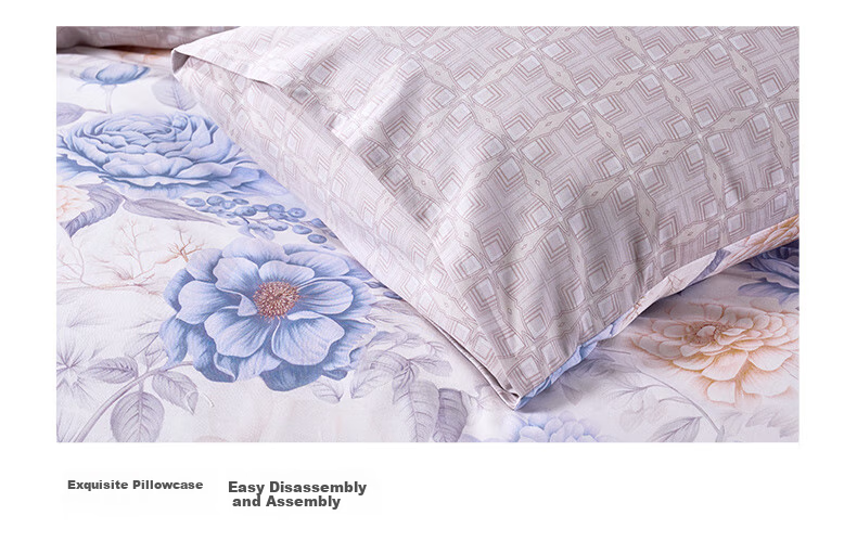 FUANNA Bedding Set, 100% Pure Cotton Duvet Cover, All-Cotton Fitted Sheet with Printed Pattern, Double Size, 203*229cm 12