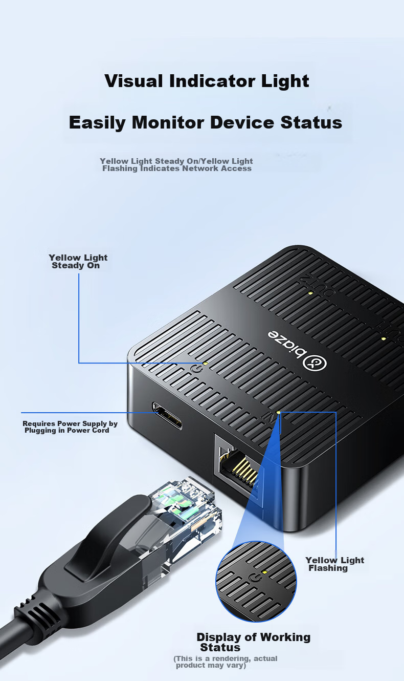 BIAZE Network Cable Splitter Two-In Gigabit Network Extender Simultaneous Internet Connection RJ45 Network Extension Connector Three-Way Head Broadband Router Interface Splitter 7