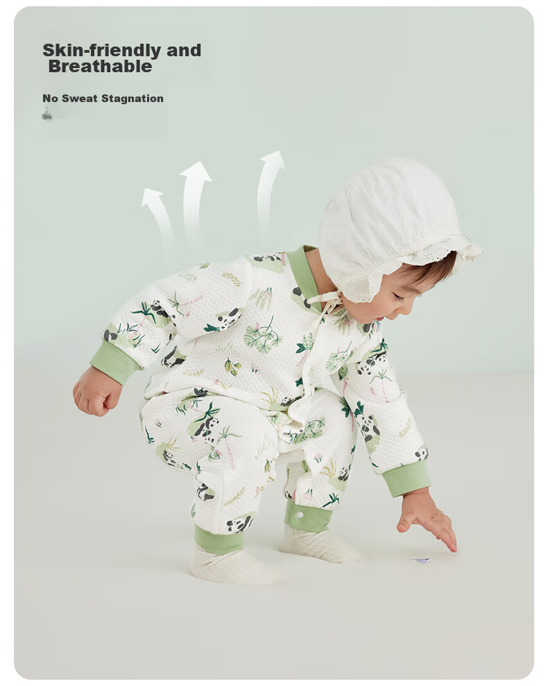 WELLBER Baby Romper for Boys And Girls, Infant Onesie Bodysuit Newborn Coverall Spring 2025 Panda 73cm 8