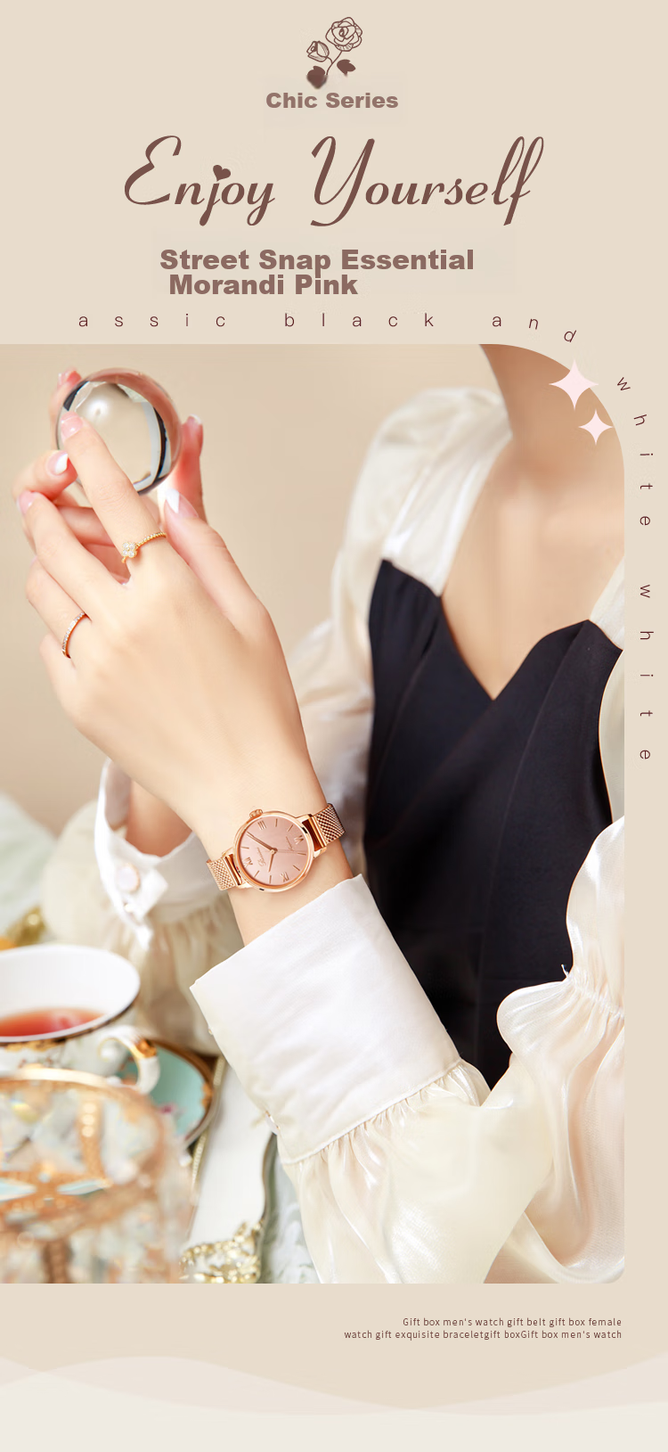 ROSSINI Women's Watch, Birthday Gift for Ladies, Quartz Fashion Simple White Dial Steel Strap 619920 1