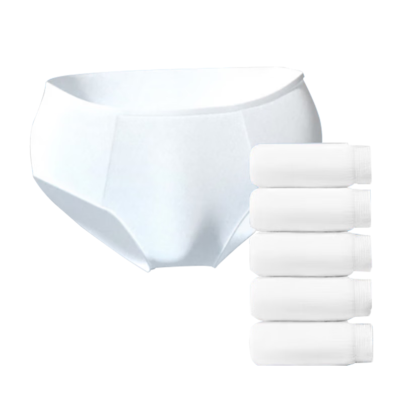 Ankexin Men's Disposable Underwear, Cotton Triangle Briefs, No-Wash Daily Disposable, Travel Individual Pack, White, XXL Size, 5-Pack