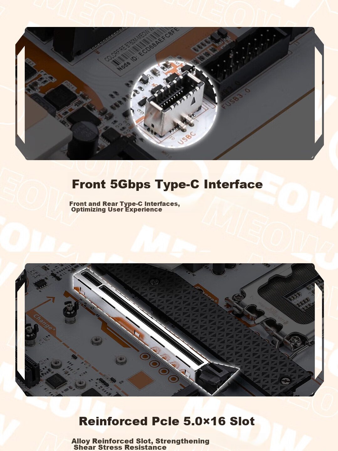 Colorful COLORFIRE B760M-MEOW WIFI D5 Orange Cat Motherboard DDR5 Supports CPU14600KF/12700KF (Intel B760/LGA 1700) 7