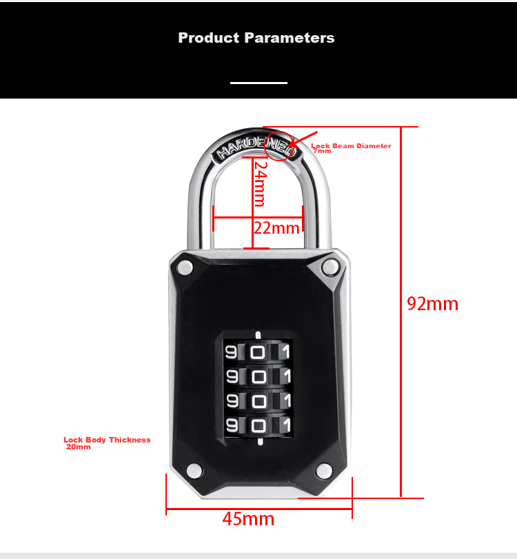 Aoben Password Lock Anti-Code Mixing, Car Padlock, Rust-Proof Door Lock for Indoor And Outdoor Use, Door Lock 7621 4