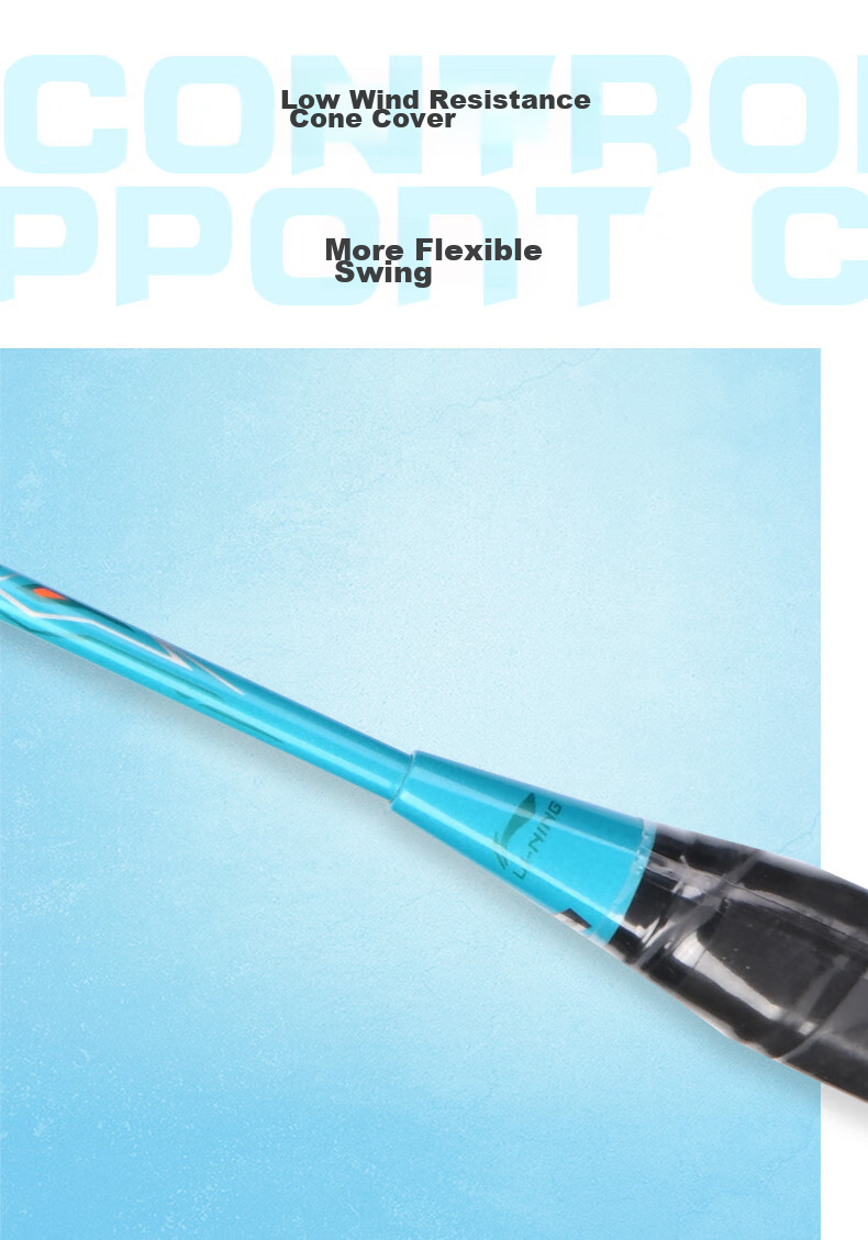 Li-Ning Badminton Racket, Single Racket, Carbon Composite Integrated Durable Badminton Racket, Leiting 9, Suitable for Children And Adults, White And Blue * 4