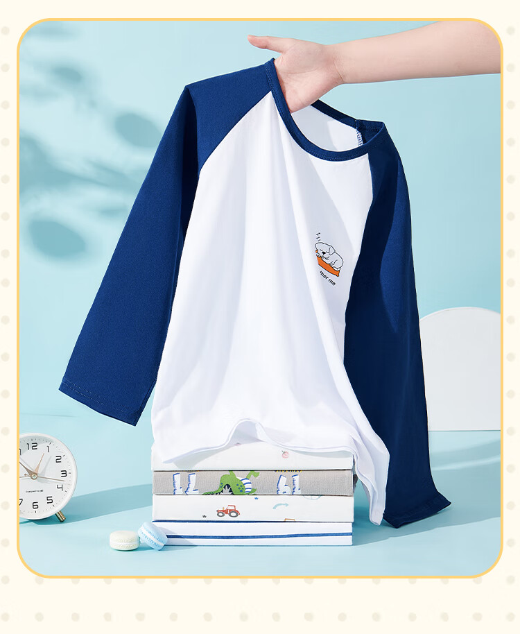 LangSha Children's Pajamas for Boys, Big Kids All-Season Pure Cotton Round Neck Loungewear, Baby Long-Sleeve Set Suitable for Outdoor Wear, Size 140 9