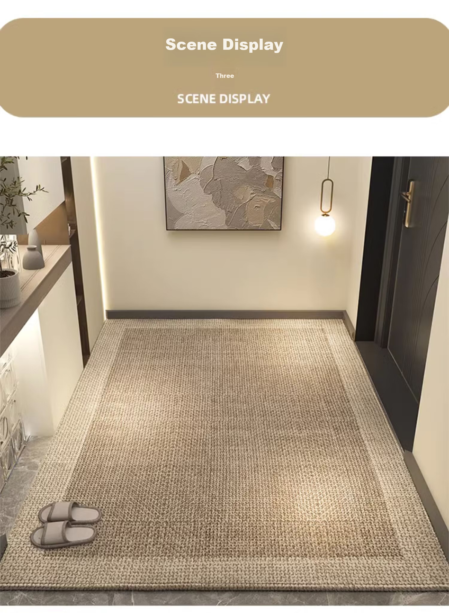 Qimian Entrance Mat, Simple Solid Color Non-Slip Dirt-Resistant Foyer Doormat, Sandalwood, 80*120cm 9