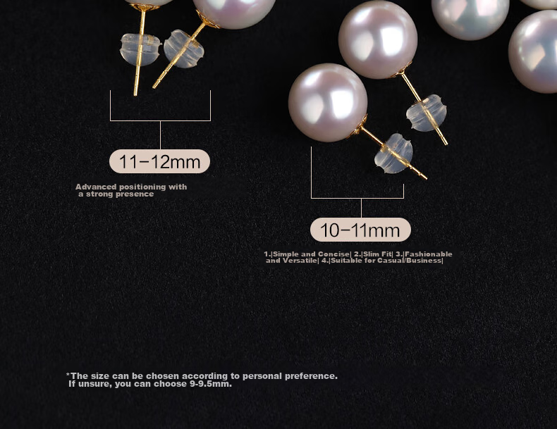 Daimi 18K Gold Round Bead, 10-11mm Minimalist Series Freshwater Pearl Stud Earrings, Mother's Day Gift for Girlfriend Or Wife 11