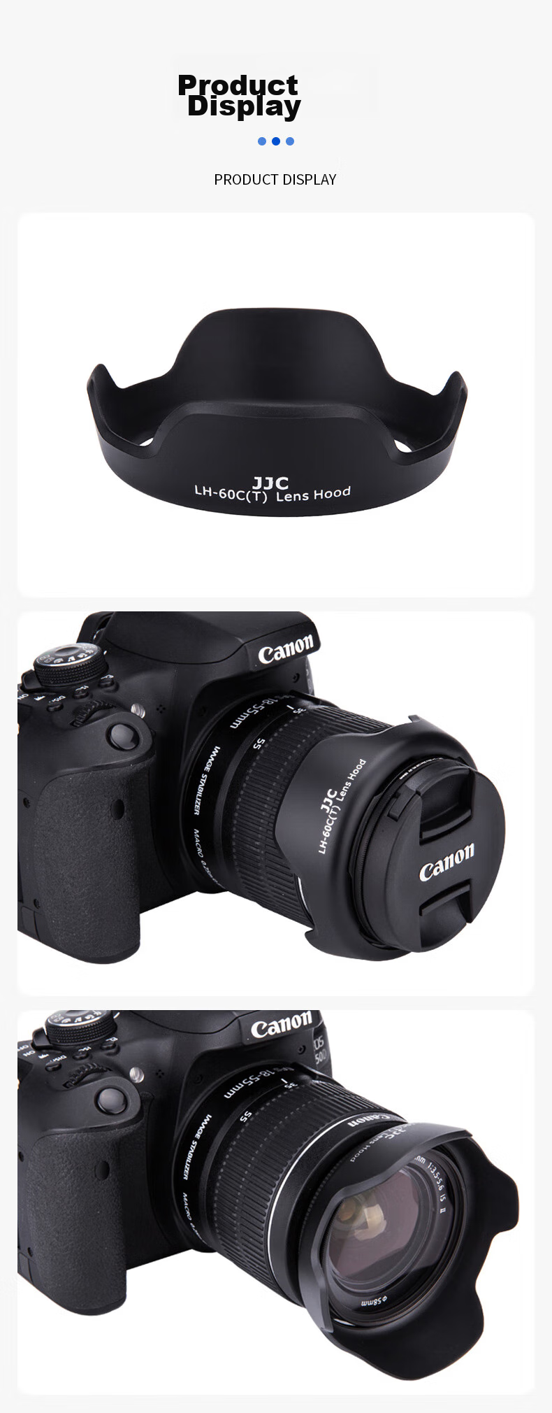 JJC Compatible with Canon EF-S 18-55 II Lens Hood, Second Generation, 58mm, for 550D 650D 1000D 1200D 1300D DSLR Cameras, Accessory EW-60C 7