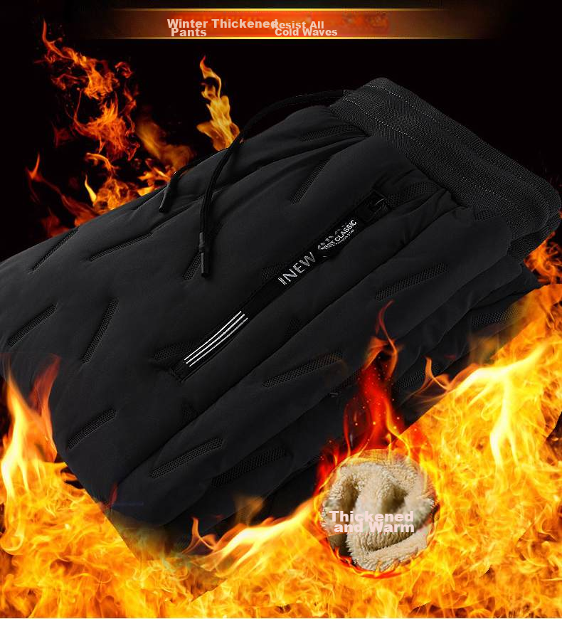 MiiOW Cotton Pants for Men, Winter Casual Plus Size, Fleece-Lined Thick Lambswool, Outdoor Workwear, Sports Warm Trousers for Me 4