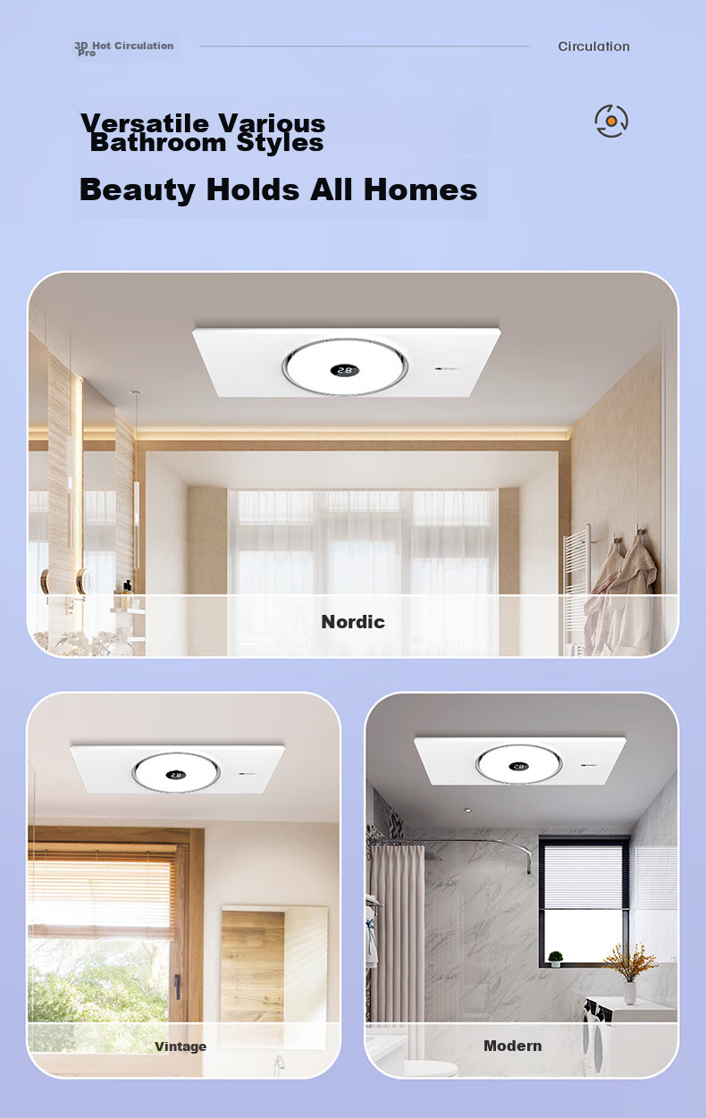 NVC Intelligent Bathroom Heater with 3D Hot Air Circulation, Exhaust Fan, And Integrated Lighting for Ceiling-Mounted Warm Air Blower 300Y 22