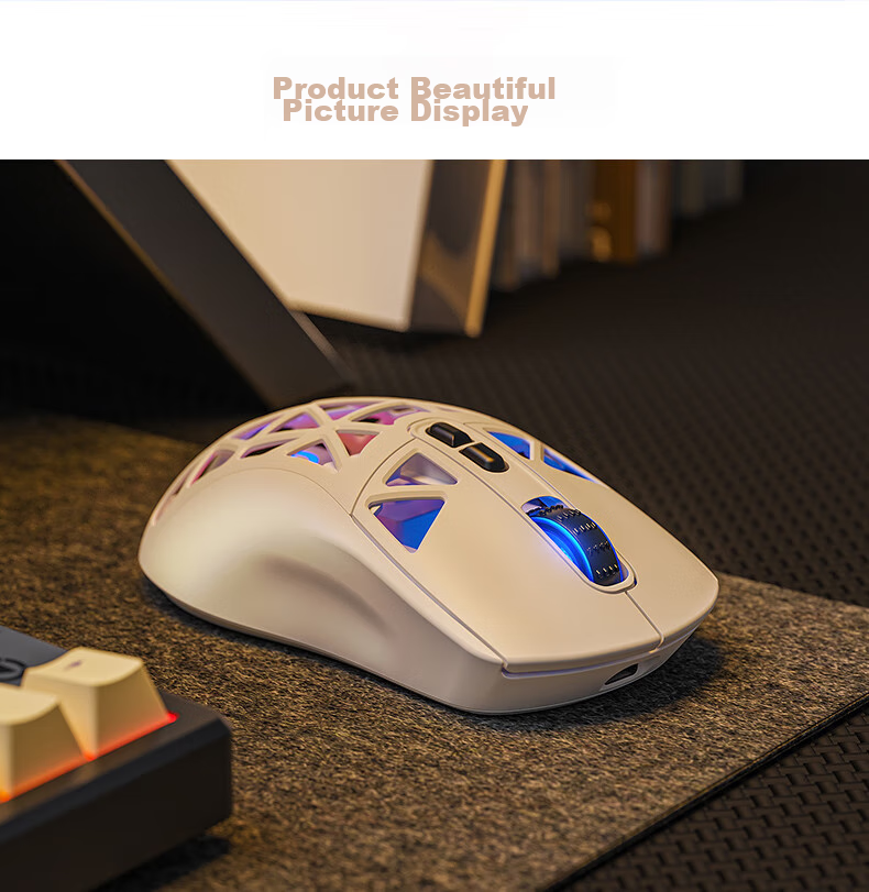 YINDIAO G17 Lightweight Tri-Mode Gaming Mouse, Wireless Bluetooth Rechargeable, E-Sports Sensor, 6-Level DPI, Compatible with Desktop Computers, Laptops, And Smartphones, Premium Edition in Dome Black 11
