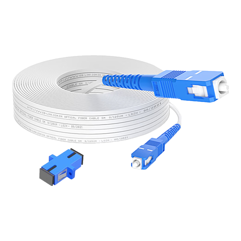 EB-LINK Telecom-Grade Fiber Optic Extension Cable, Fiber to Home Pre-Buried Line, 10 Meters SC-SC Single Mode Single Core Large Square Head White Cable, Universal for Home Entry, Suitable for China Telecom, China Unicom, And China Mobile Networks
