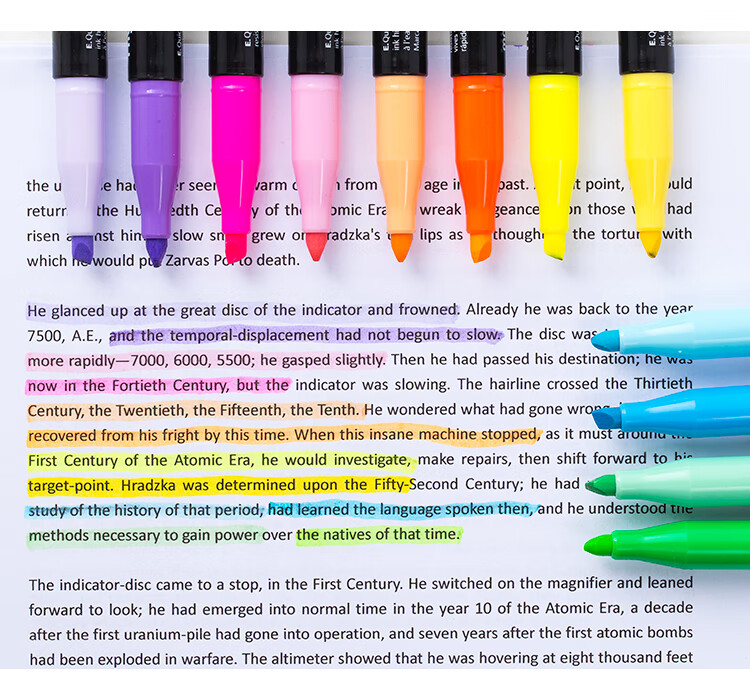 Monami Highlighters for Students, Colorful Markers for Note-Taking And Highlighting, Non-Fading, Light Color Set of 4, 06021Z04-P 9
