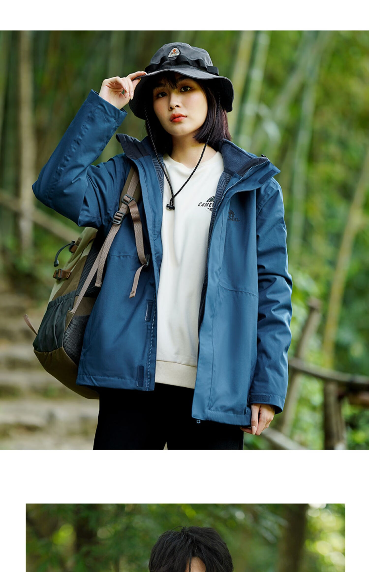 CAMEL Three-In Jacket with Detachable Fleece Inner Layer, Waterproof Mountaineering Coat for Autumn And Winter 19